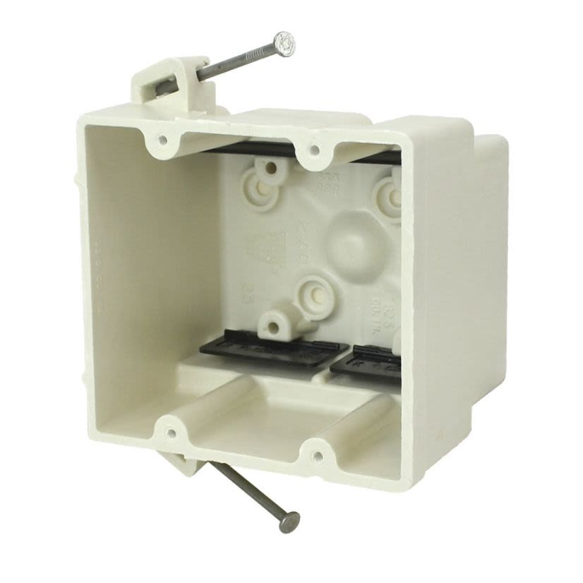 ALLIED MOULDED PRODUCTS 2300-NK 32.5CU-IN VOLUME ANGLED MID-NAILS 2GANG SWITCH AND OUTLET BOX